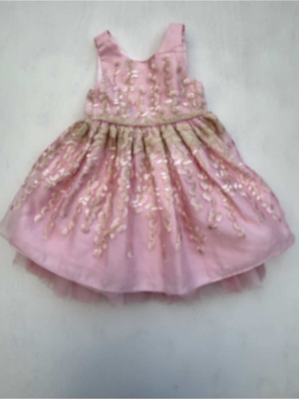 American Princess Girls 4T Pink Gold Tulle Floral Dress Flower Girl Party